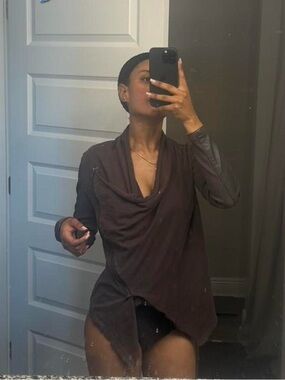 Blank NYC Brown wrap top Leather Jacket Size XS